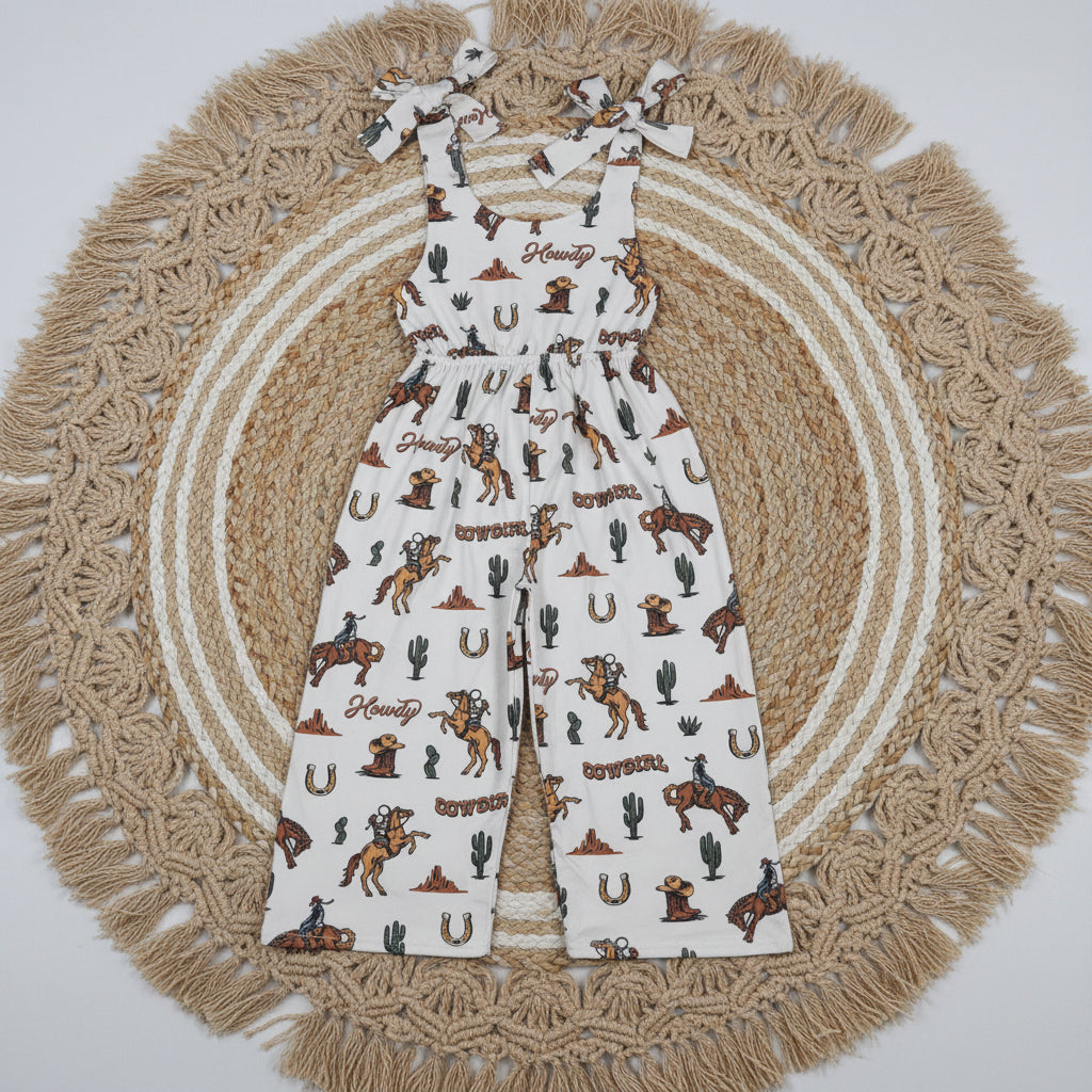 western howdy rodeo strap jumpsuit