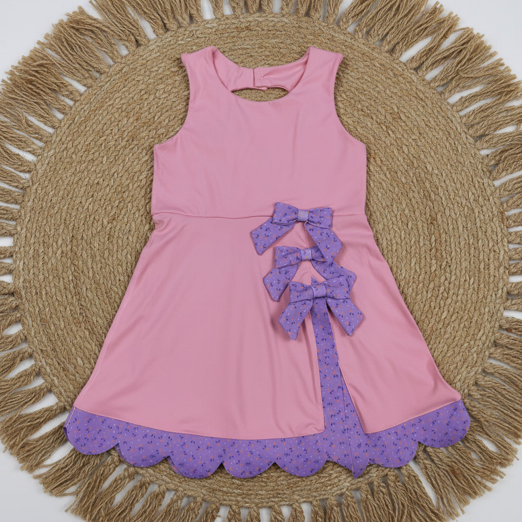 pink sleeveless athletic scallop dress