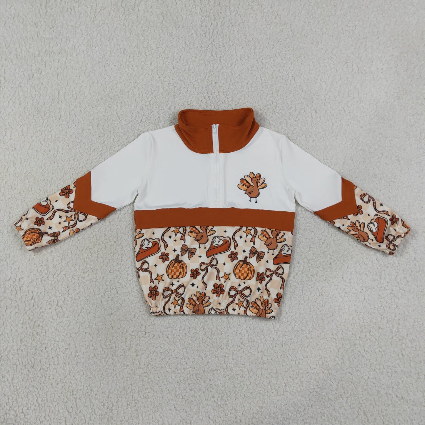 long sleeve turkey print zipper up camo pullover