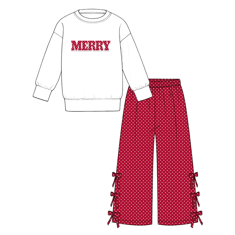 MOQ 5one items TAT 7-8weeks 95%cotton 5%spandex holly jolly merry christmas girl outfit