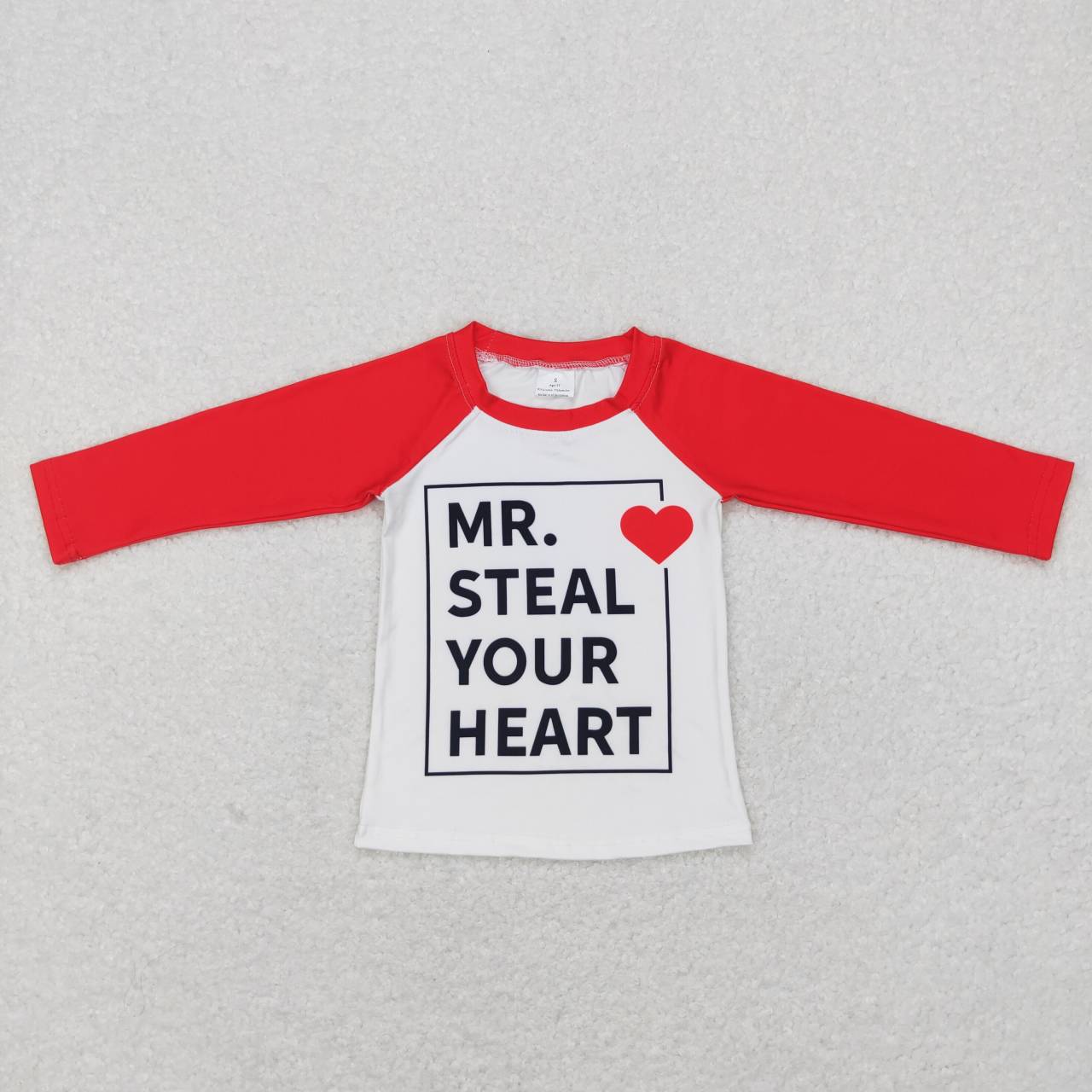 BT0441 mr. steal your heart red and white long-sleeved top