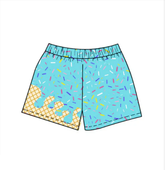 Custom order light blue yellow ice cream sprinkle boys team shorts