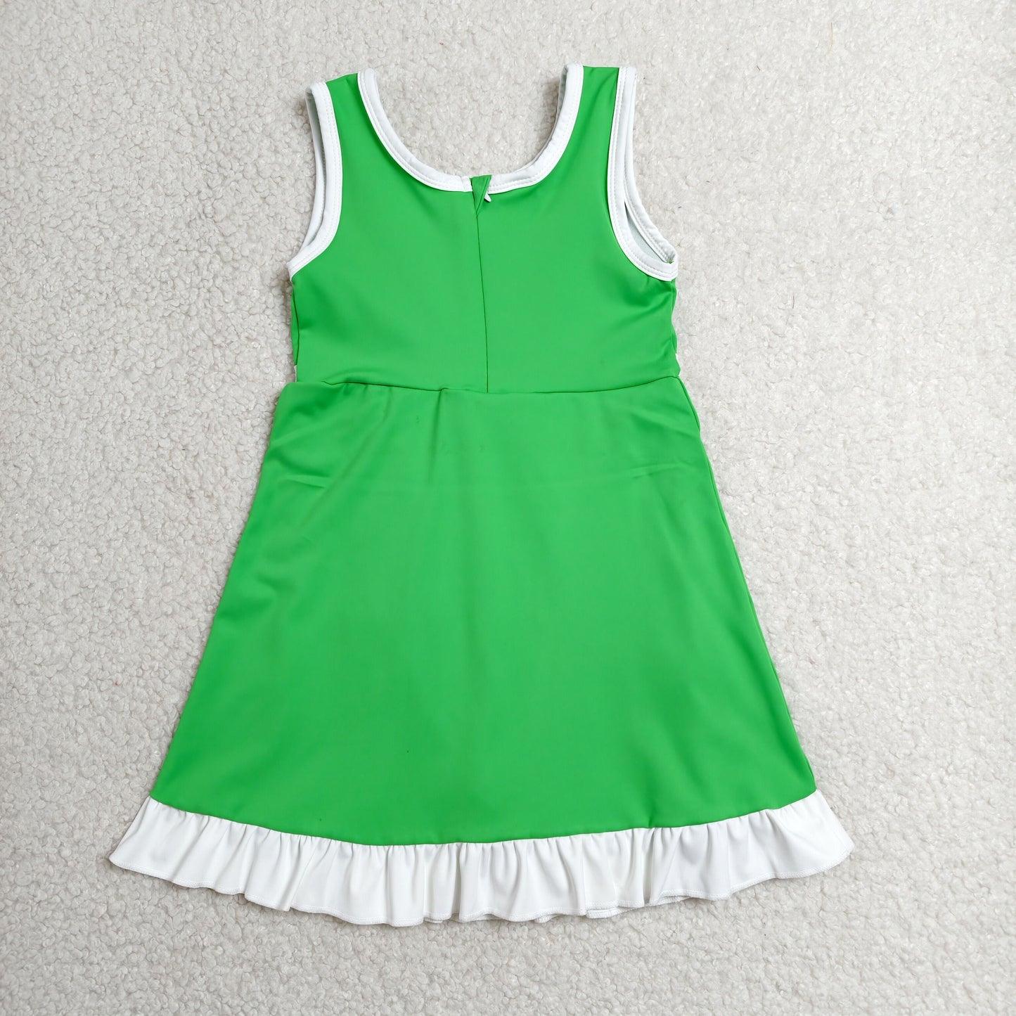 solid green and white ruffle athletic dress