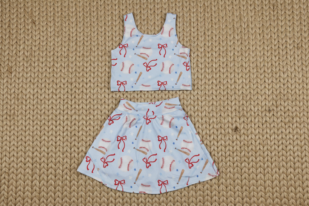 bow baseball athletic skort outfit girls clothes