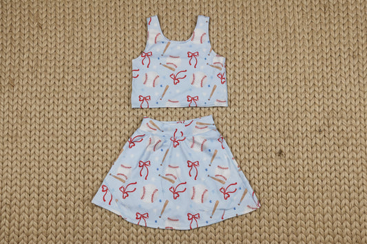 bow baseball athletic skort outfit girls clothes