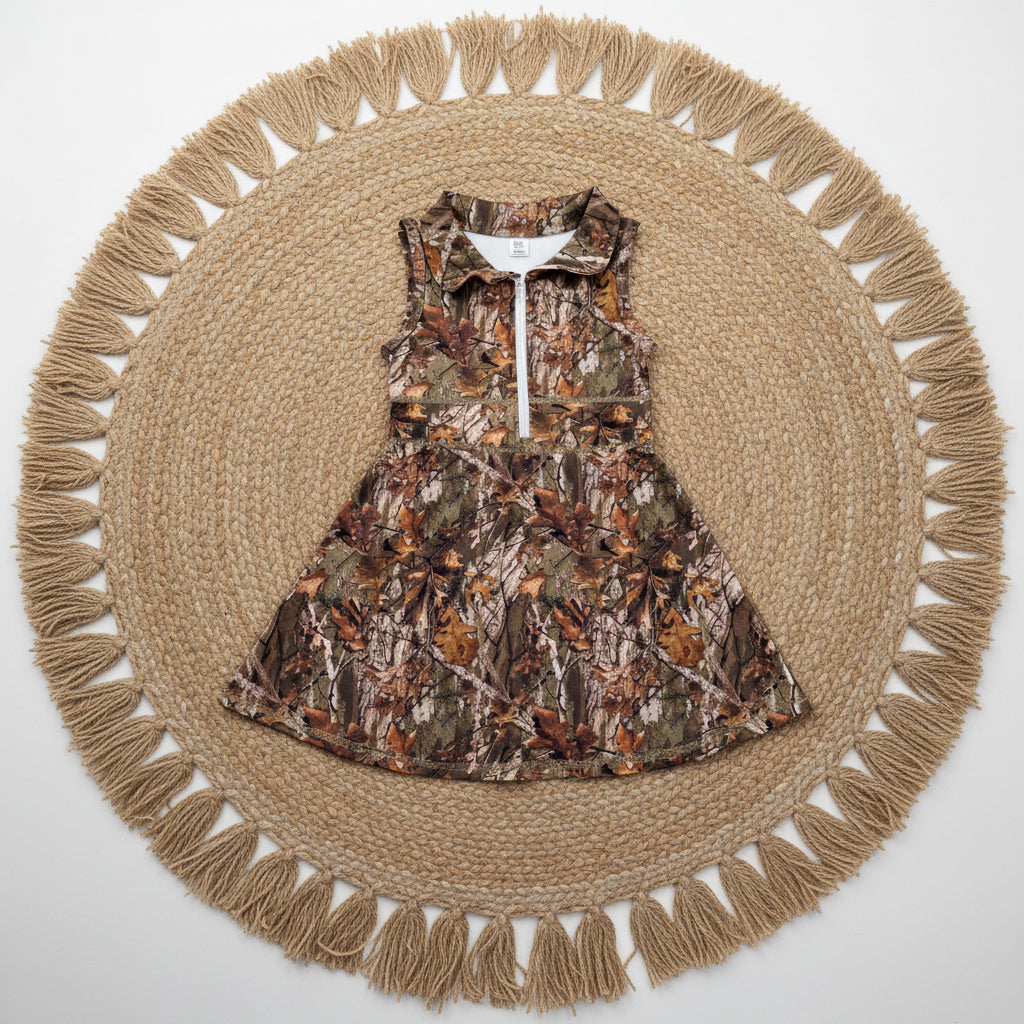 camo athletic zip up polo skort dress