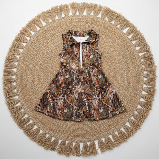 camo athletic zip up polo skort dress