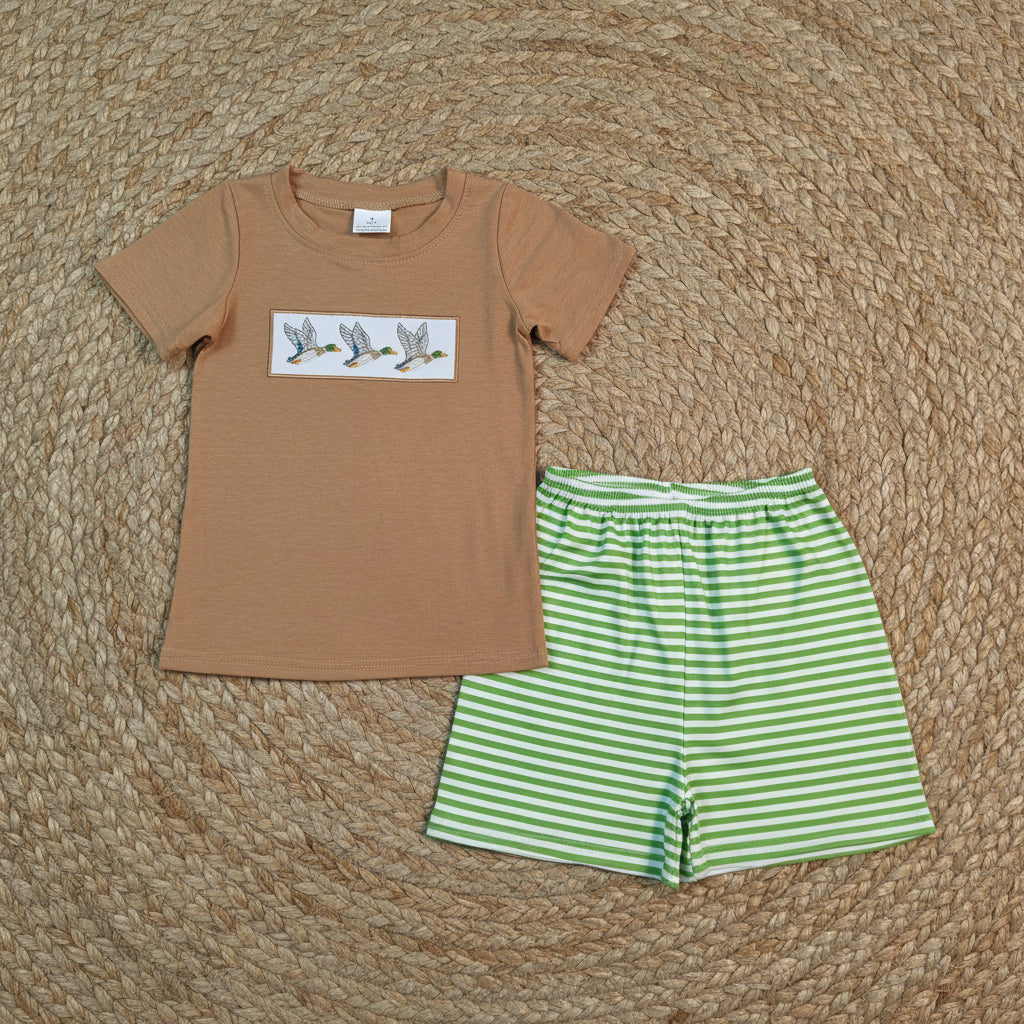 duck embroidery boy shorts set youth clothes