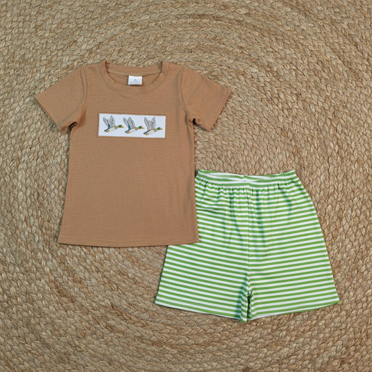 duck embroidery boy shorts set youth clothes
