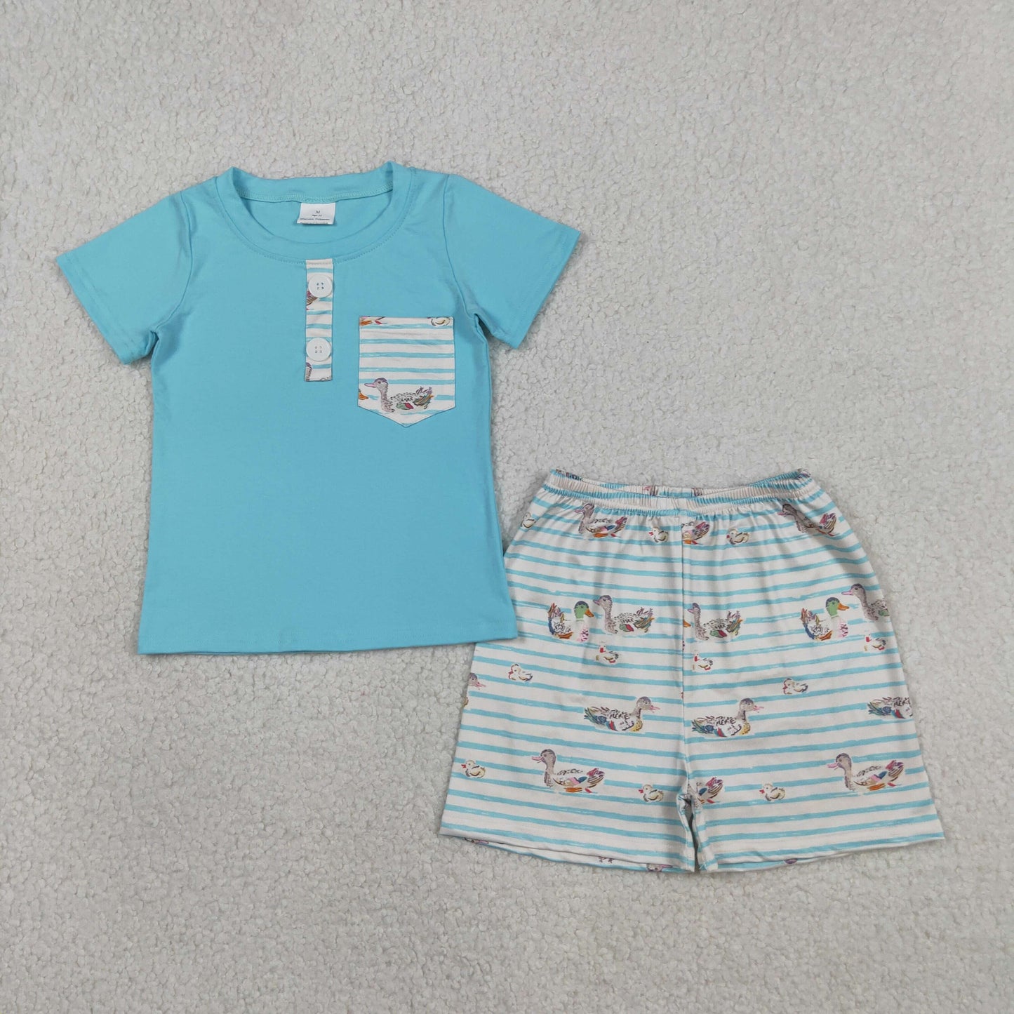 blue stripes duck shorts set boys kids clothing