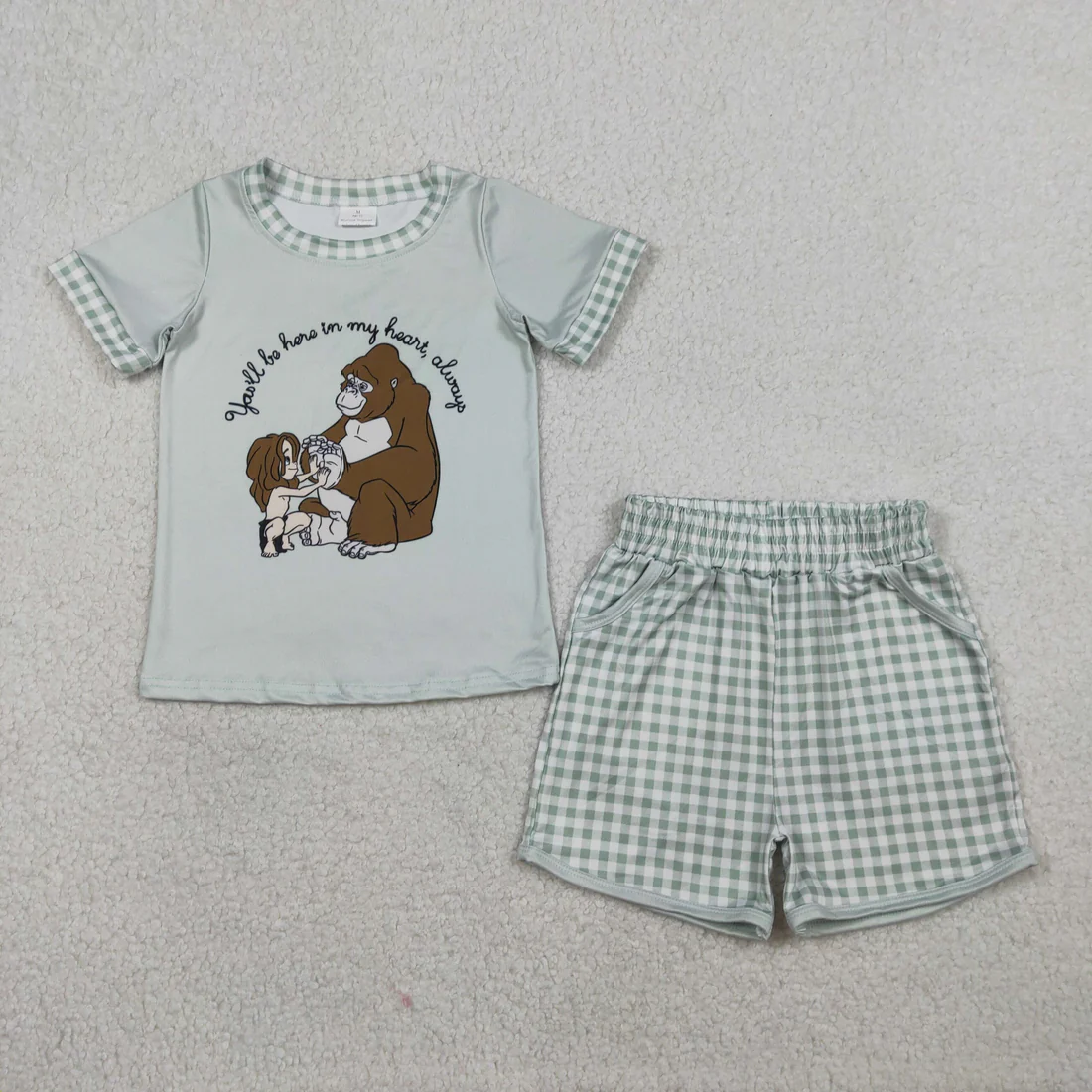 Kids Sibling Cartoon Print Shorts Set