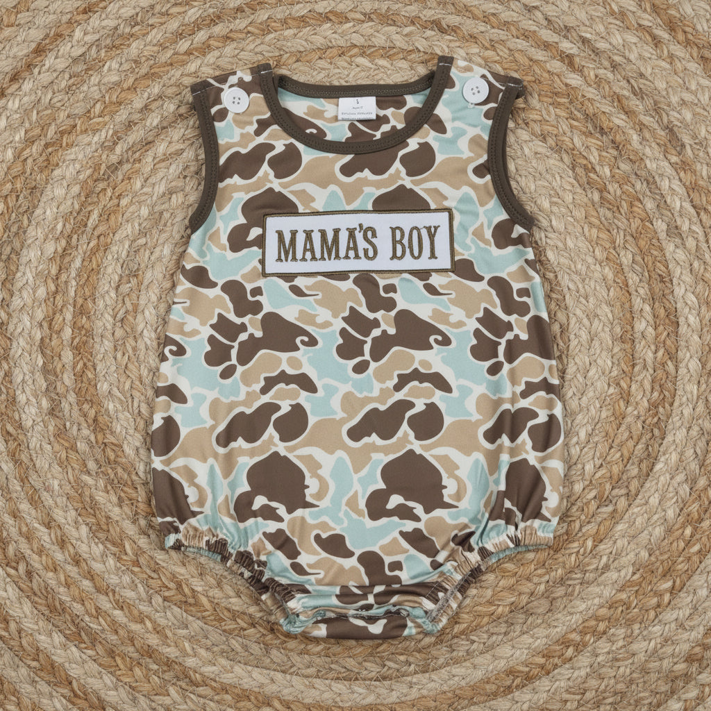 SR3907 embroidery mama's boy camo bubble baby clothes