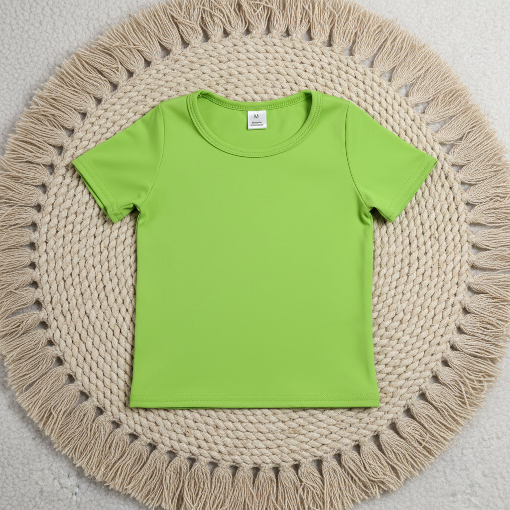 cotton green tee summer clothing girl t-shirt top