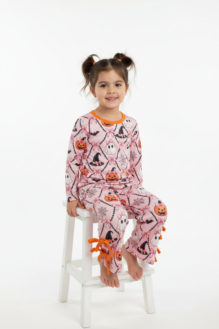 trellis pink coquette Halloween scallop outfit