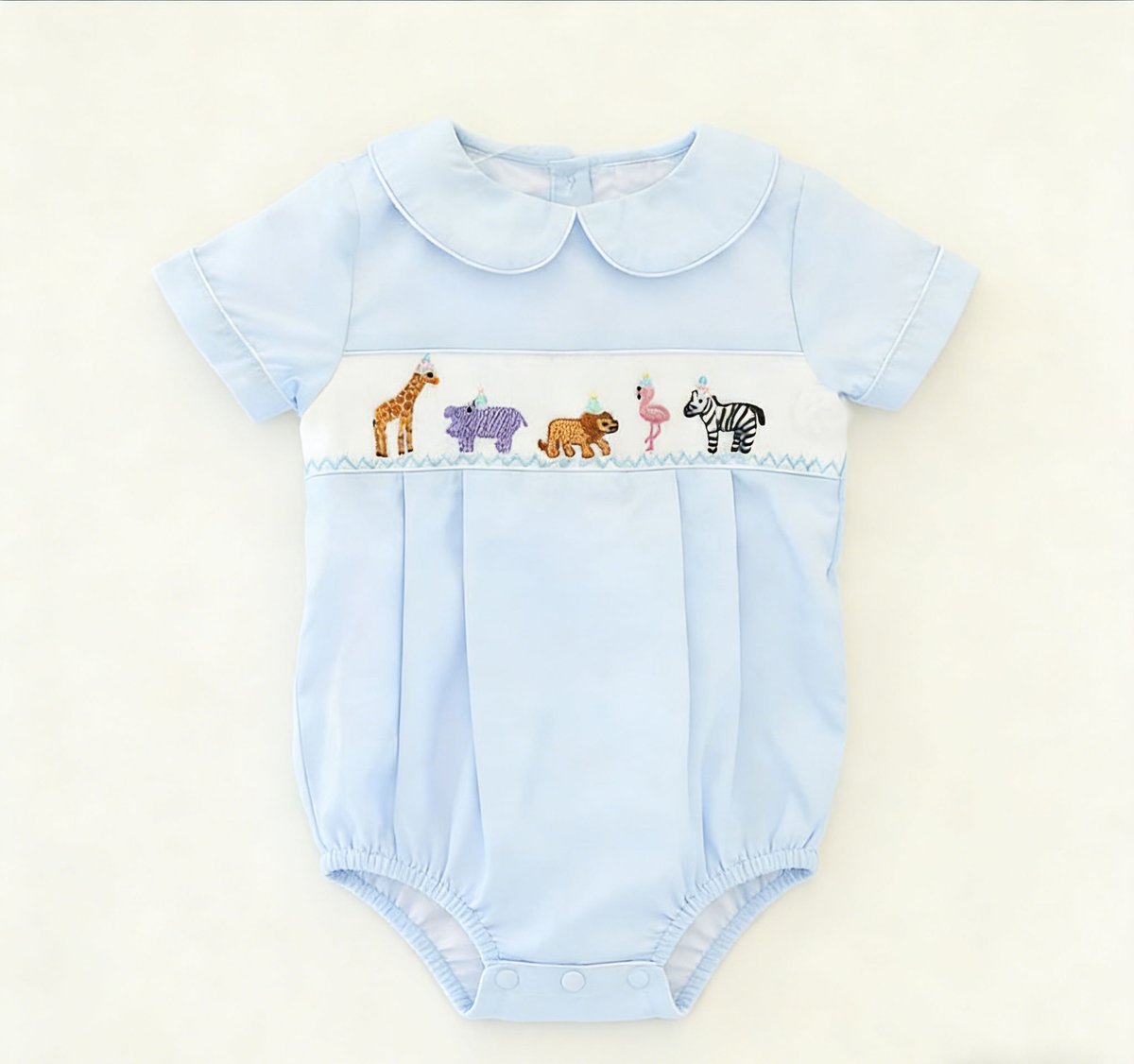 MOQ 50 TAT 7-8weeks custom order Kimberley embroidery zoo animal romper