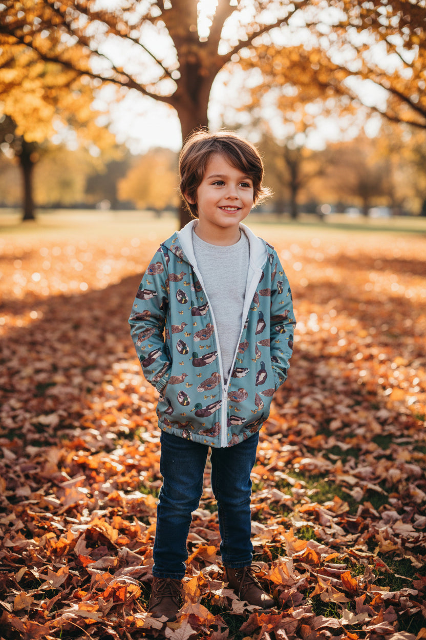baby girl duck print full zipper jacket