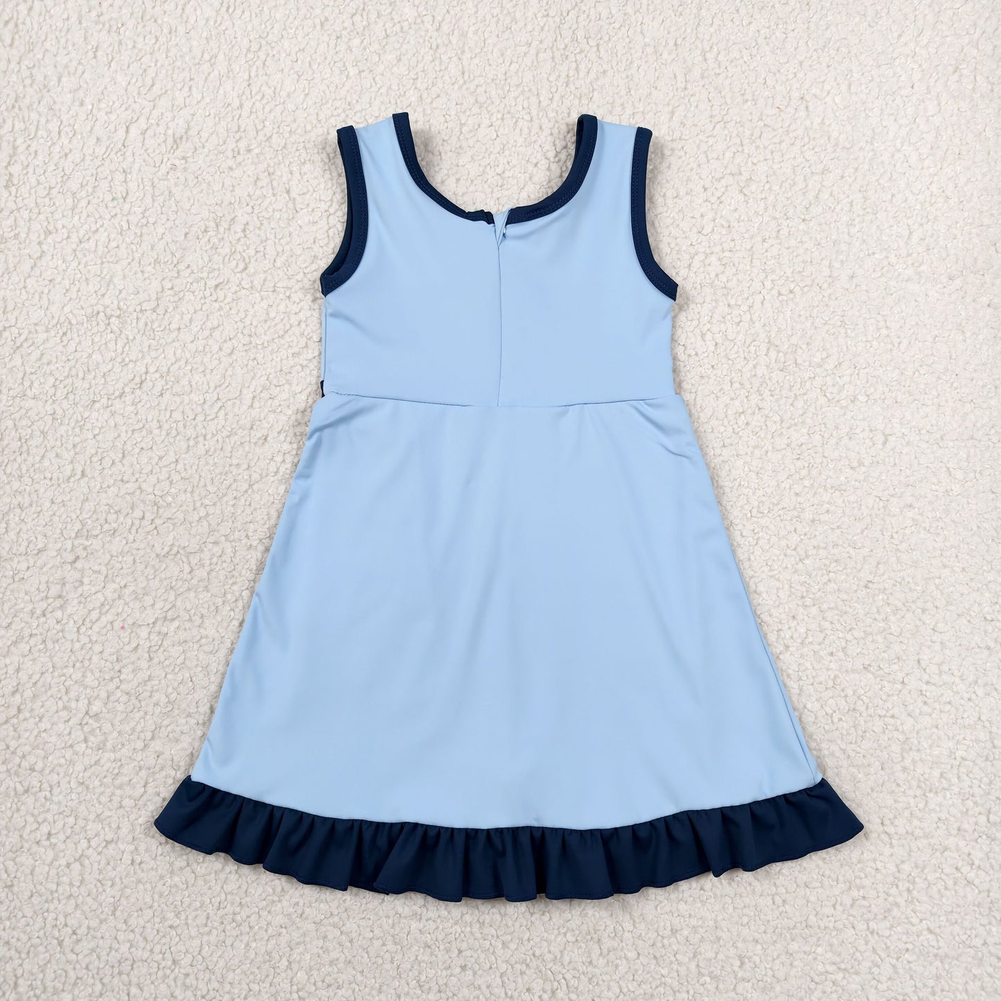 solid navy and blue ruffle athletic dress