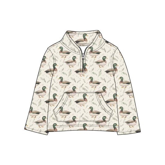 Custom order MOQ 5 duck print zip up pullover