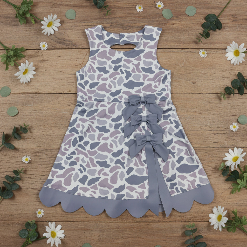 grey camo athletic scallop dress kids clothing