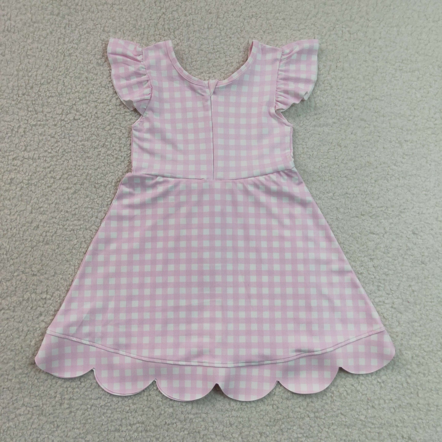 flutter sleeve pink gingham scallop athletic dress