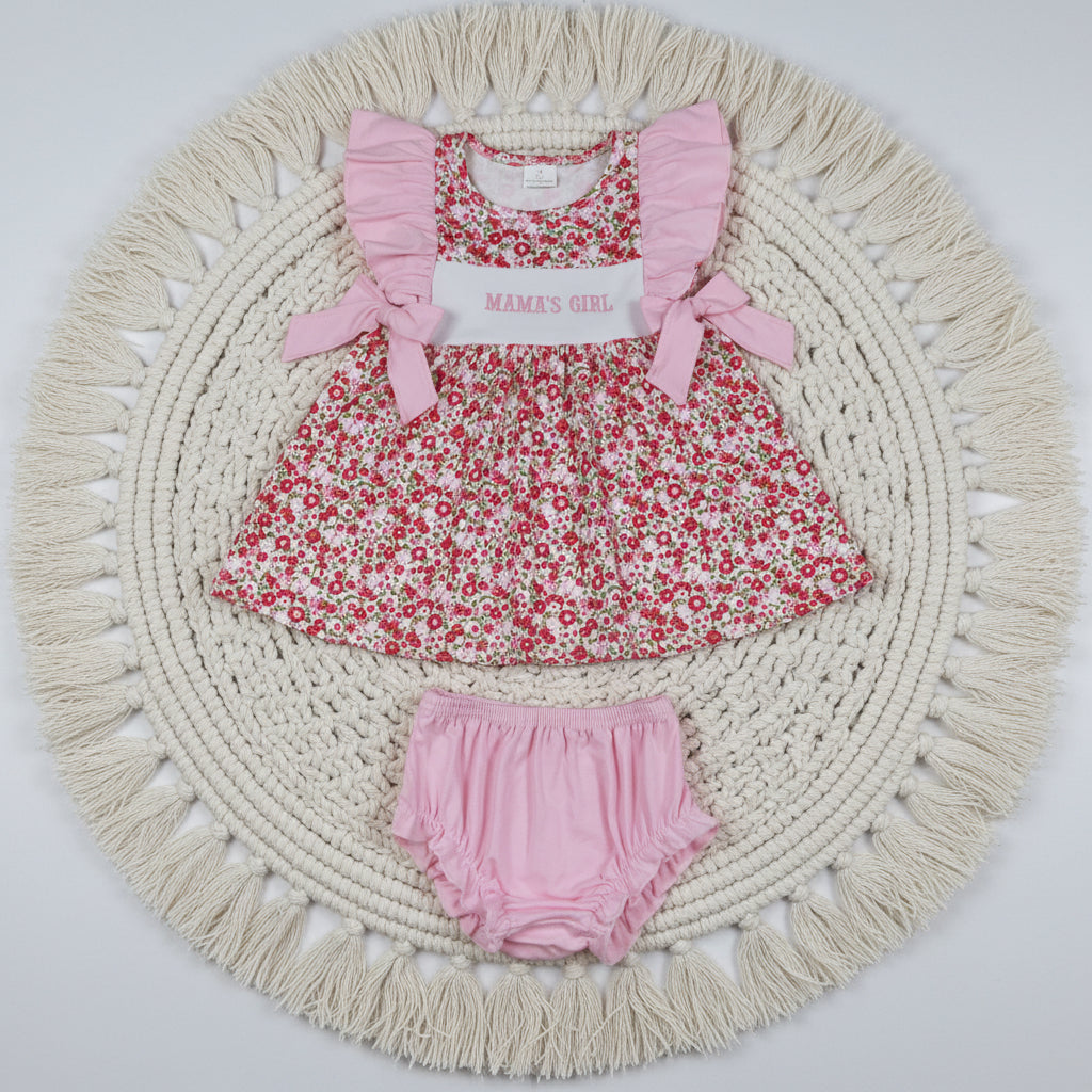 mama's girl floral embroidery bummie set