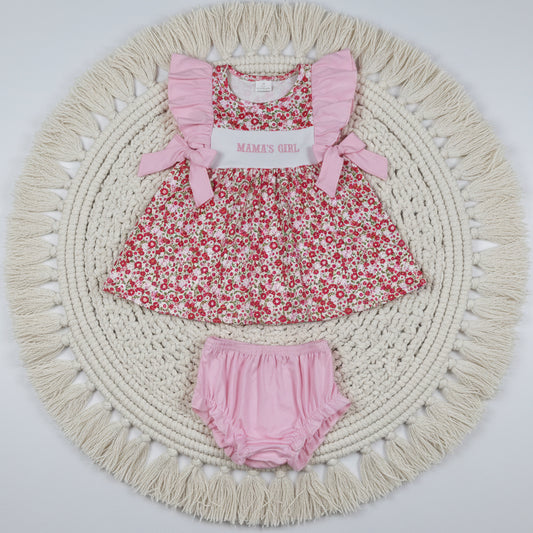 mama's girl floral embroidery bummie set