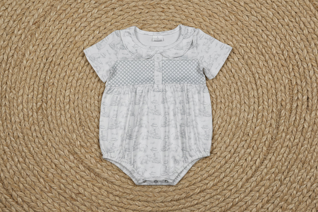 SR3569 short sleeve goat bubble romper bubble