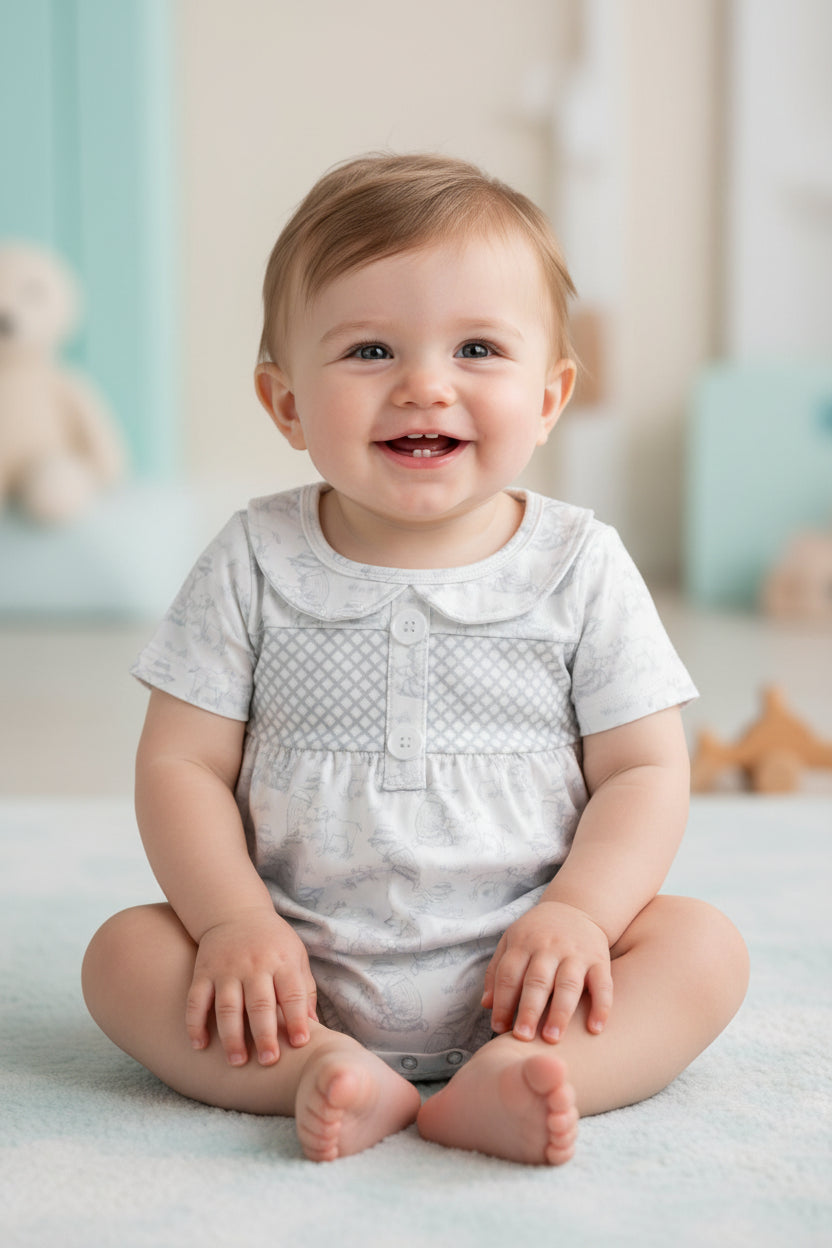 SR3569 short sleeve goat bubble romper bubble
