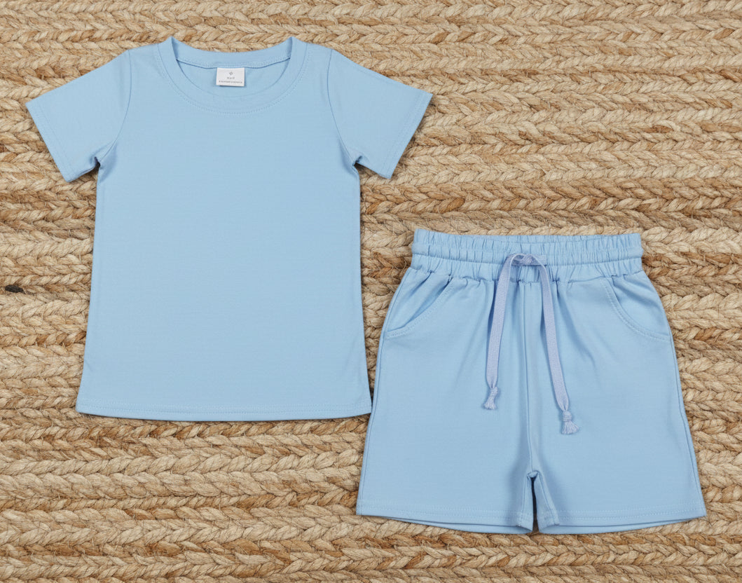 cotton blue shorts set kids clothing