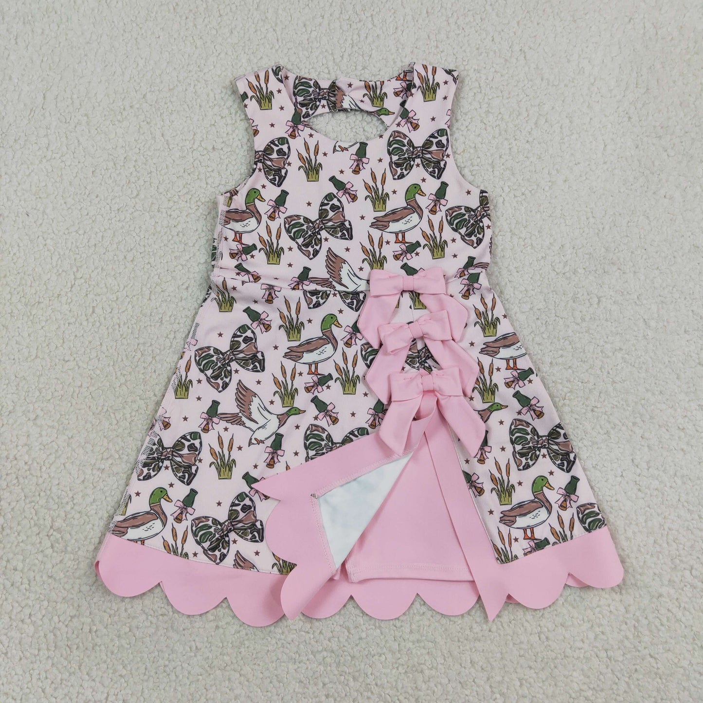 camo coquette bow mallard print athletic scallop dress