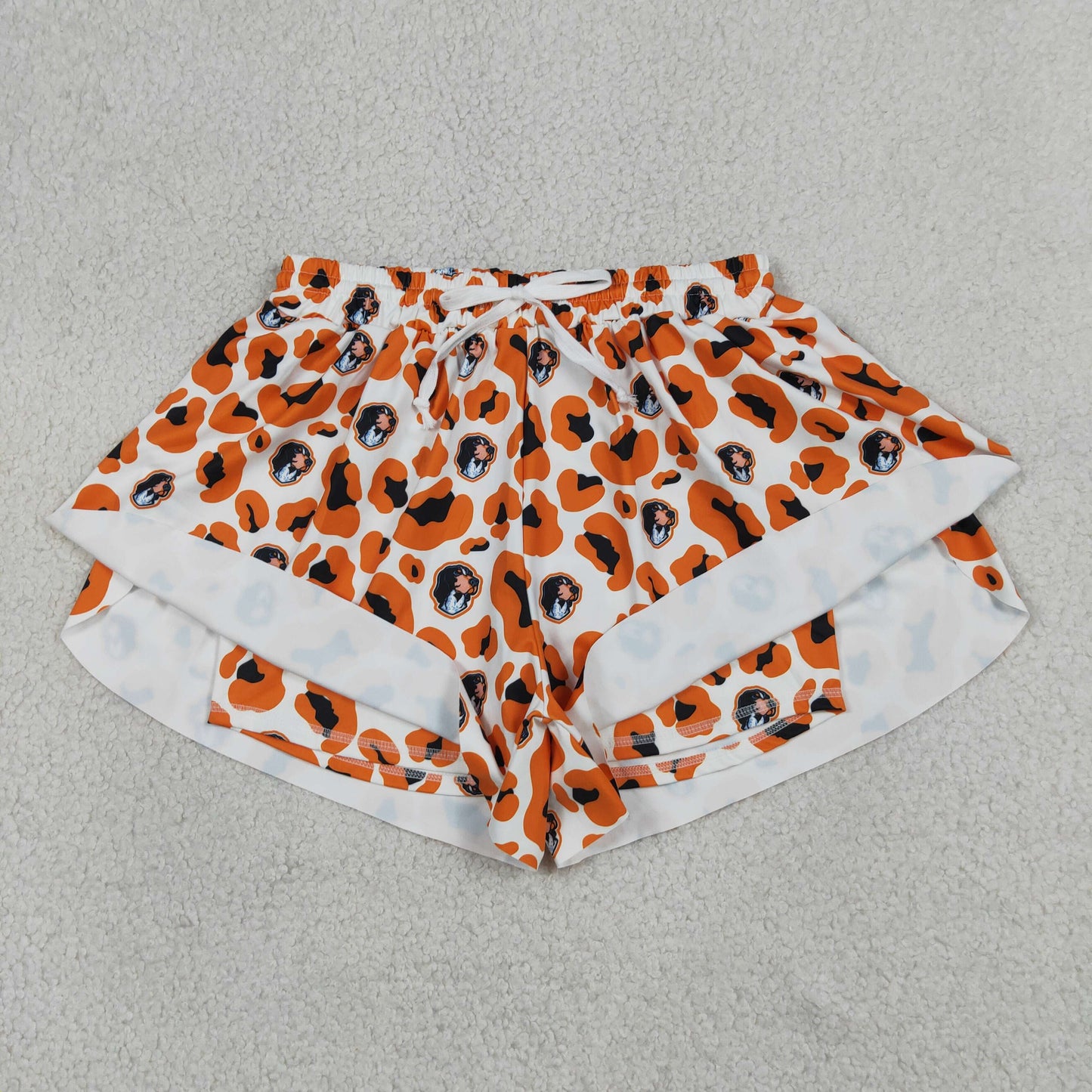 adult women athletic go vols dog orange leopard butterfly shorts
