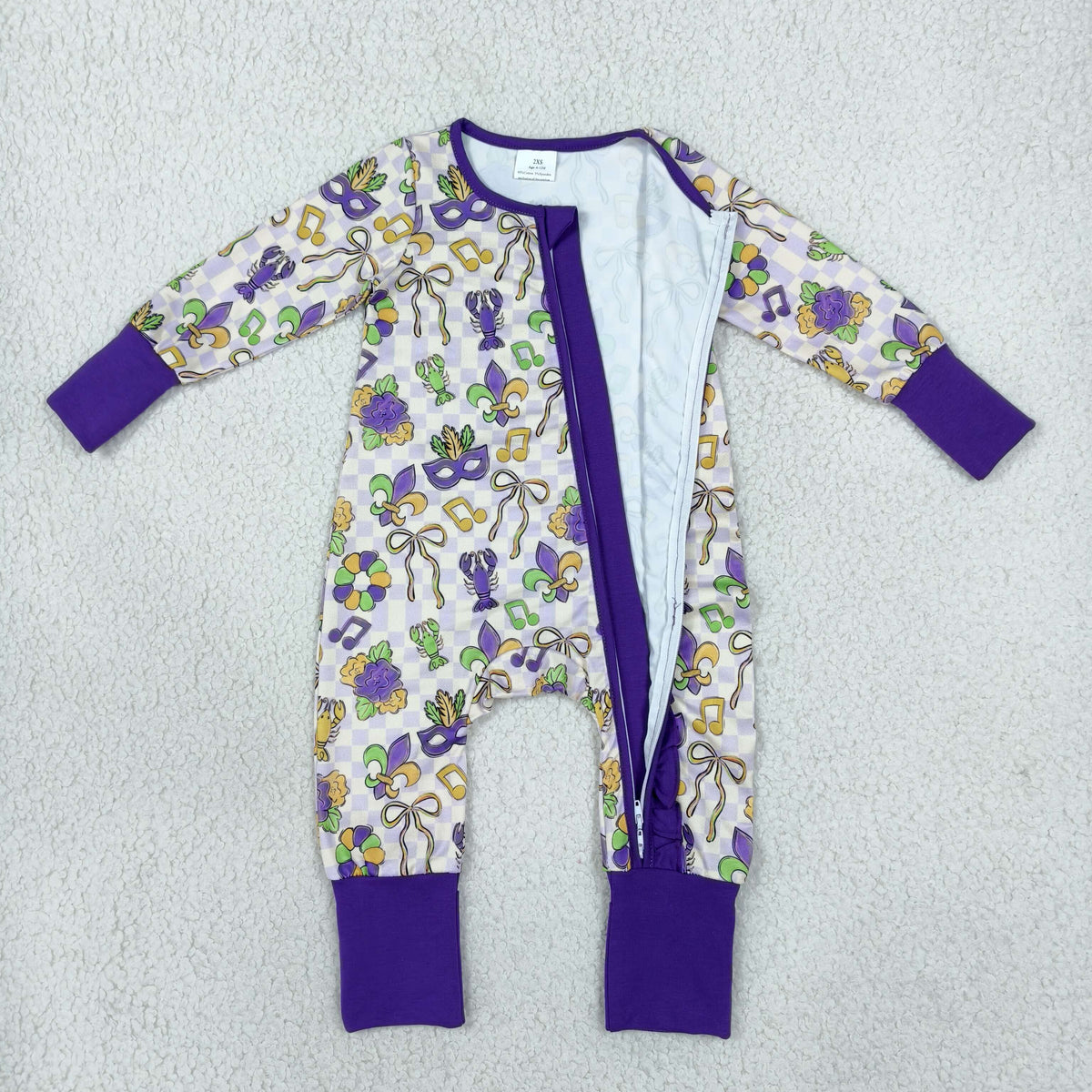 mardi gras baby zippy pjs