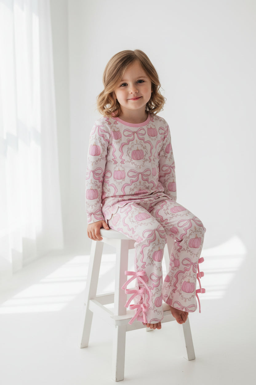baby girl pink pumpkin scallop outfit