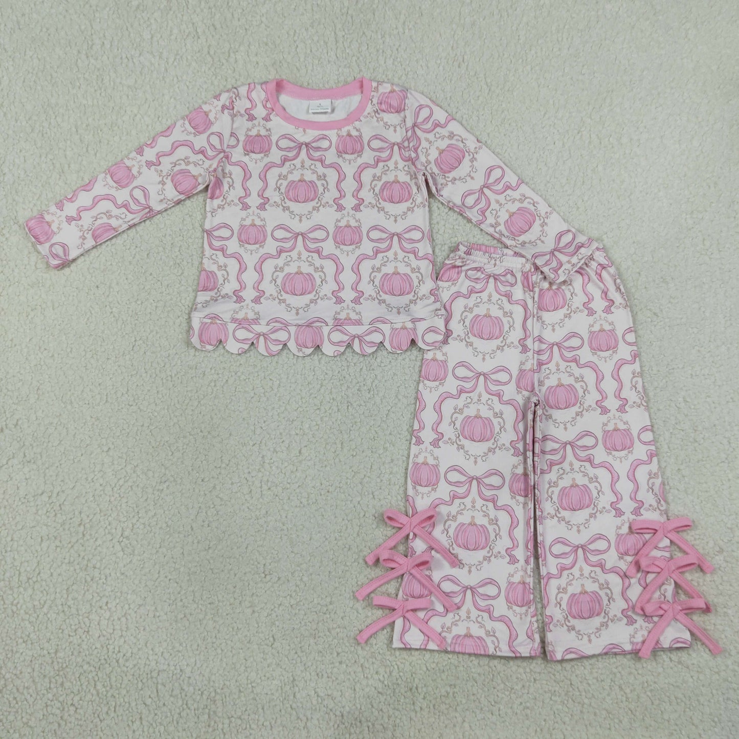 baby girl pink pumpkin scallop outfit