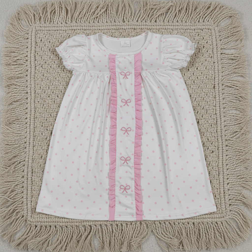 pink coquette embroidery polk dots dress