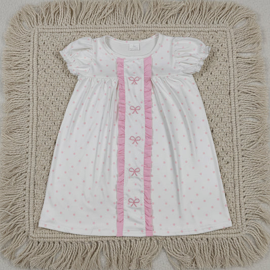 pink coquette embroidery polk dots dress