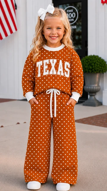 MOQ 5 TAT 6-8weeks 95%cotton 5%spandex school team texas girls outfits
