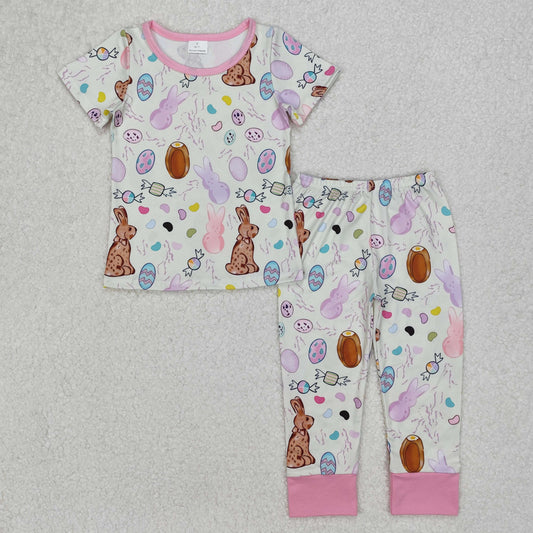 egg peeps bean easter girl pajama set