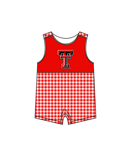 MOQ 5 pcs gingham T team boy romper