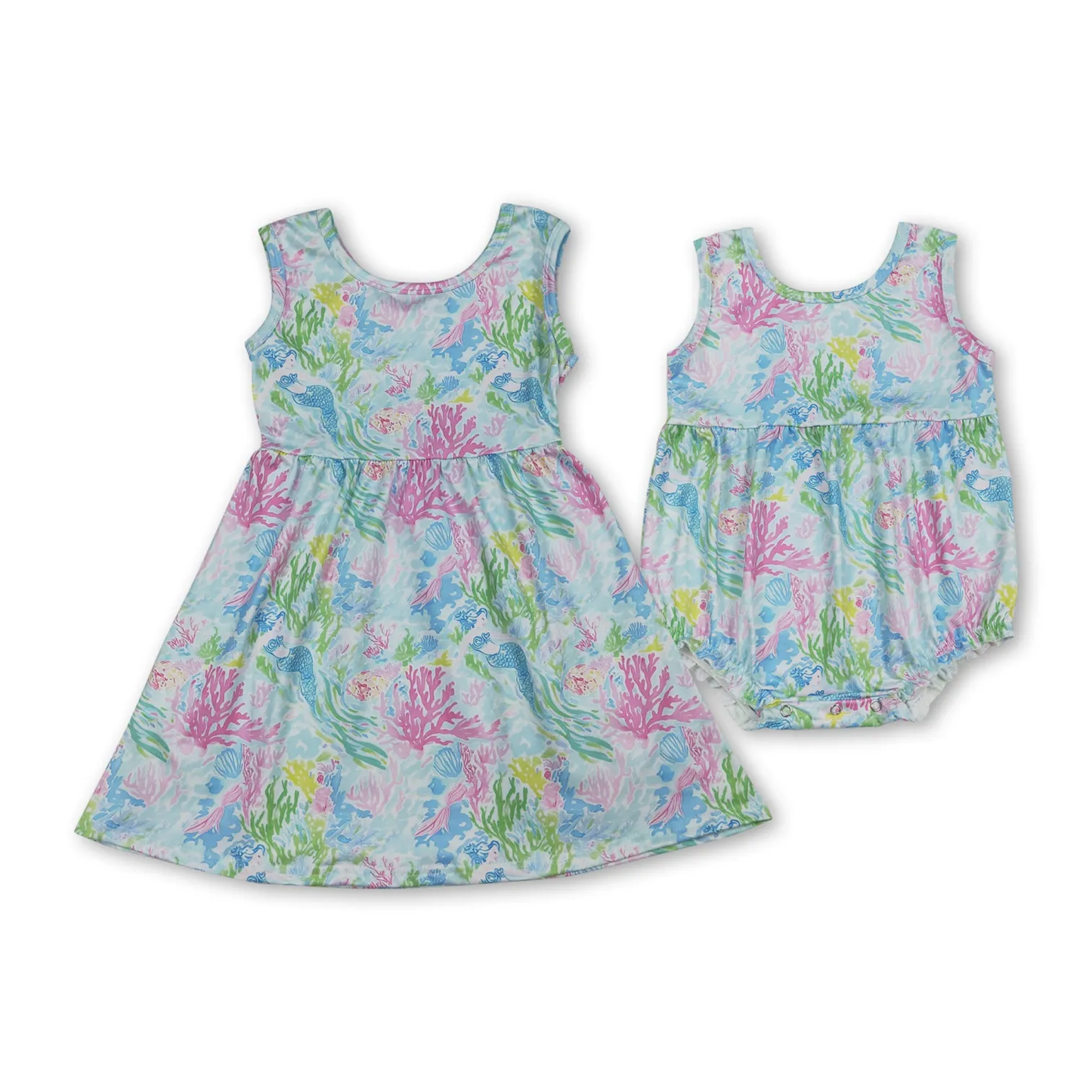 Sibling sea mermaid girl clothes dress and bubble