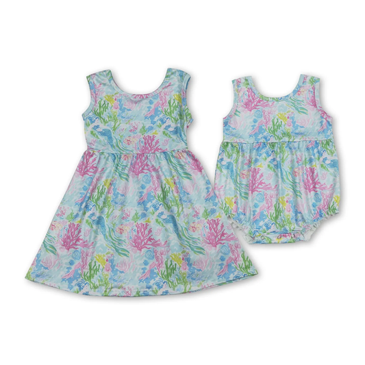 Sibling sea mermaid girl clothes dress and bubble