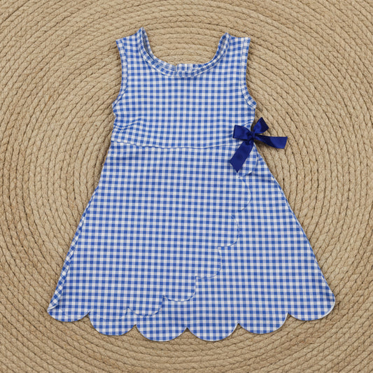 royal blue gingham scallop athletic dress