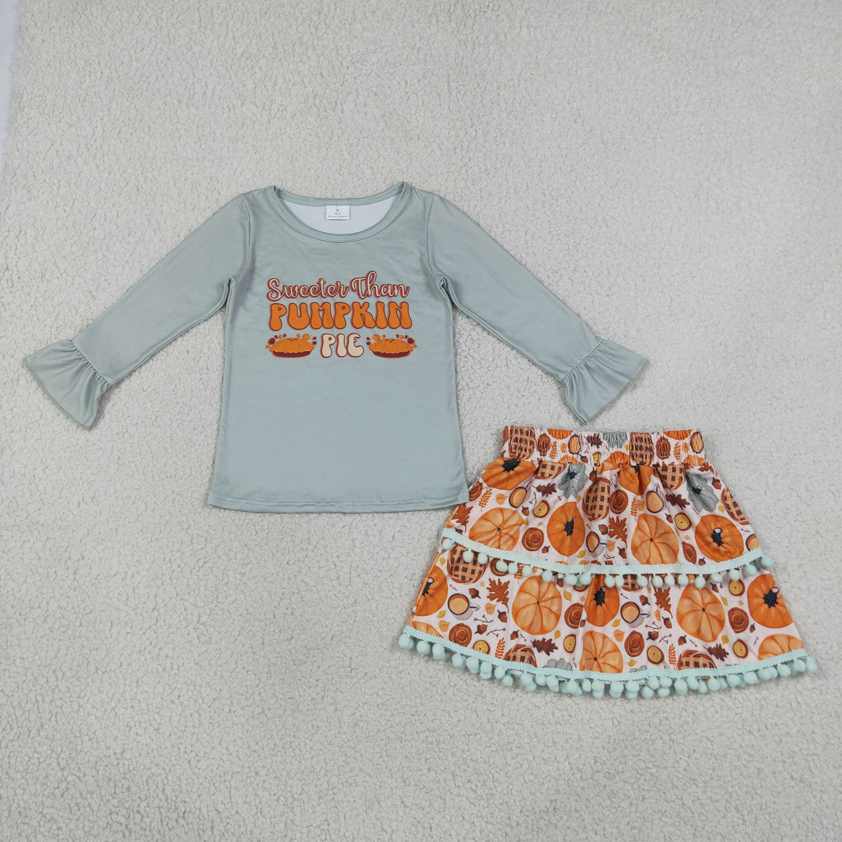 sweeter than pumpkin pie pom pom skirt set