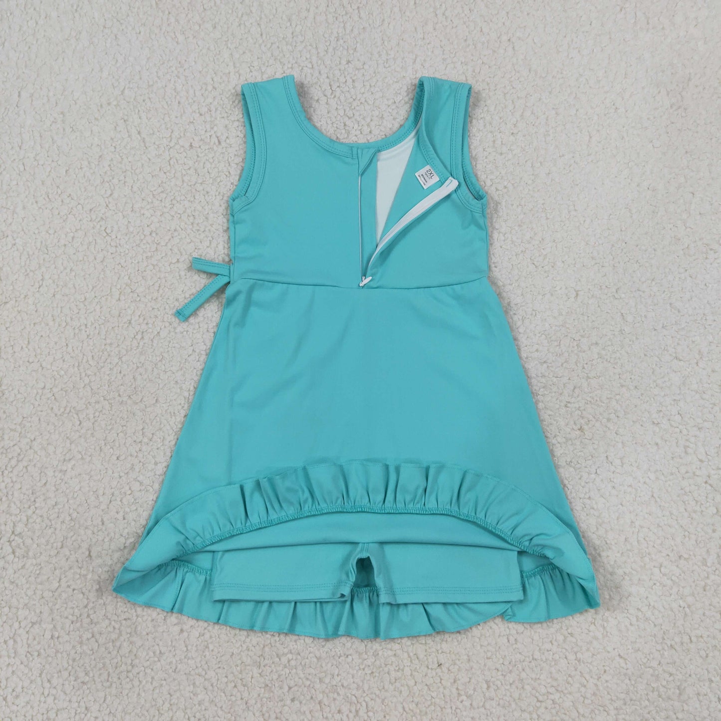 solid teal ruffle athletic dress