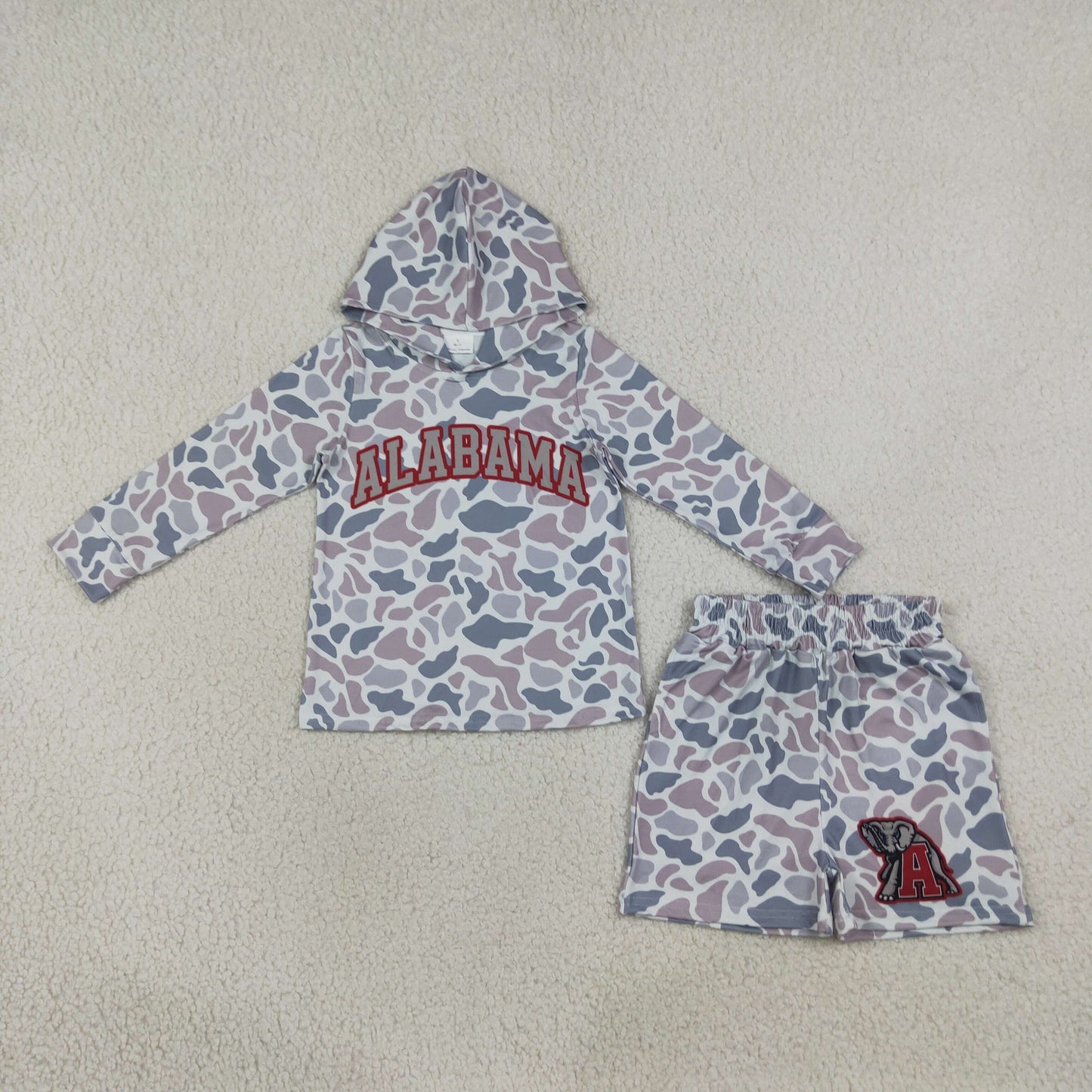 football team camo hoodie shorts set