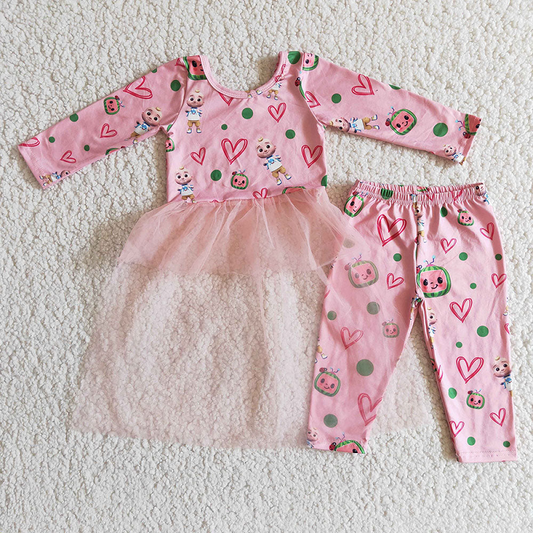 6 A13-16 Pink mesh top and pants suit