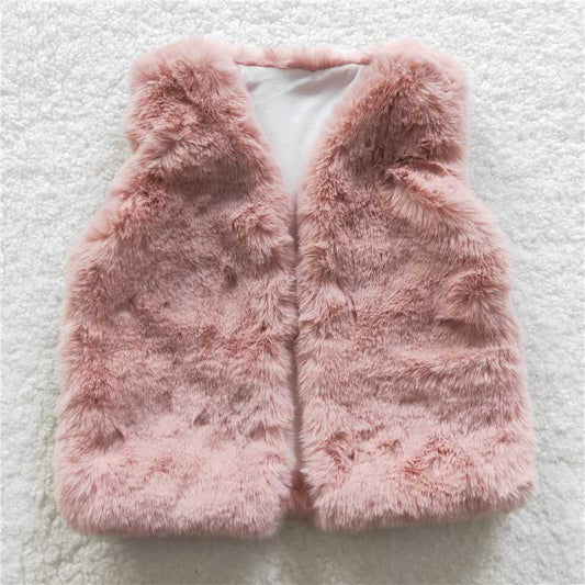 6 A21-14 Pink Plush Vest Jacket