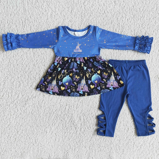 6 A21-2 Castle Blue Long Sleeve Trouser Set