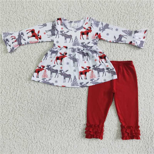 6 A24-3 Animal Elk Red Trousers Lace Suit