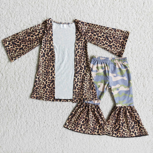 6 A25-2 Leopard print jacket + camouflage leopard print pants suit D 1112